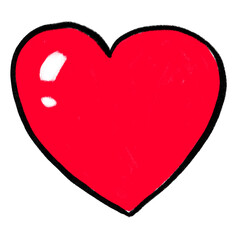 Shiny Red Heart Doodle – Cute Cartoon Heart PNG