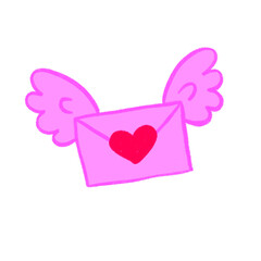 Pink Love Letter with Wings – Cute Romantic Message Illustration