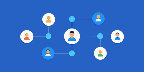 Easter eggs on blue with floral designs, a symbol of connected social network communication