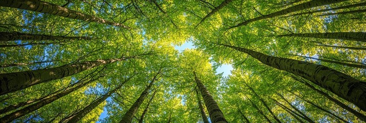 Forest Canopy View Sunlight Through Tall Trees, Nature , Trees