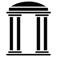 Obraz premium Minimalist Vector Portico Icon Black and White Architecture Design