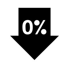 Black downward arrow tag with percentage, copy space