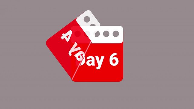 Calendar animation vedio of days from day 1 to 10 , Calendar Days animaton vedio on a transparent background Calendar animation of days.