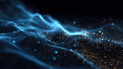 glowing blue and gold particles flow