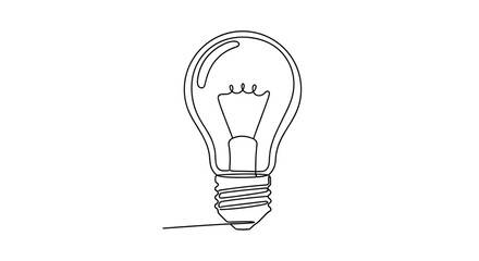 Obraz premium Outline of a light bulb in minimalist design 