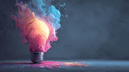 colorful lightbulb paint explosion idea