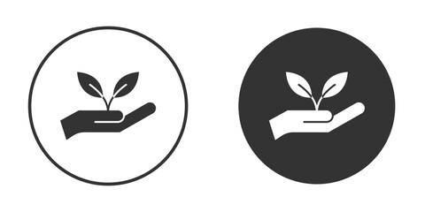 Leaf in hand icon, flat vector simple element illustration from editable concept