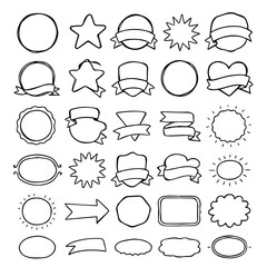 Fototapeta premium Playful and Creative Set of 30 Hand-Drawn Doodle Badge Shapes in Black Vector Outline Style, Editable Formats: AI, EPS, JPG, PNG, Ideal for Both Digital and Print Use 