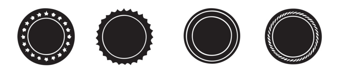 Premium Quality Black Vector Set of 3,5 Decorative Circular Stamp-Style Badges, Editable Formats: AI, EPS, JPG, PNG, Ideal for Both Digital and Print Use
