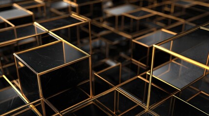 black cubes gold accents abstract
