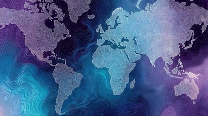 world map abstract lines ocean