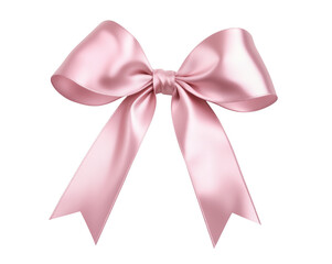 Elegant pink satin ribbon bow against transparent background perfect for festive designs