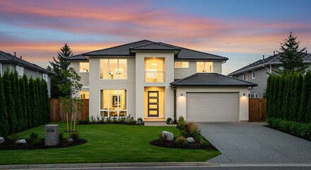 Luxurious exterior photograph of house. real estate villa perfect for modern living