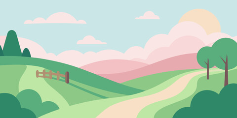 Obraz premium Mountain landscape with green hills, clouds, and a summer sky
