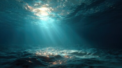 Obraz premium Underwater Sunlight Beams Ocean Deep Sea