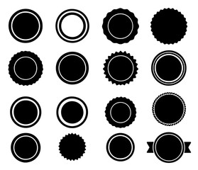 Vector Set of 30 Circular Stamp-Style Badges, Round Seal Emblems for Branding and Labels, Editable Formats: AI, EPS, JPG, PNG, Ideal for Both Digital and Print Use
