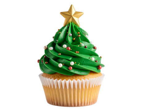 Christmas Tree Shaped Cupcake PNG Transparent Background