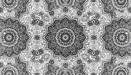 Intricate black and white symmetrical pattern