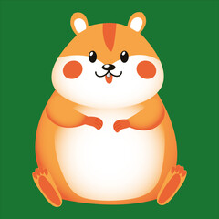  hamster, illustration, cute, cartoon, picture, animation, drawing, red, smiling, sitting, animal, pet, paws, cheeks, eyes, children's, pet food, advertising, friend, green, ears,