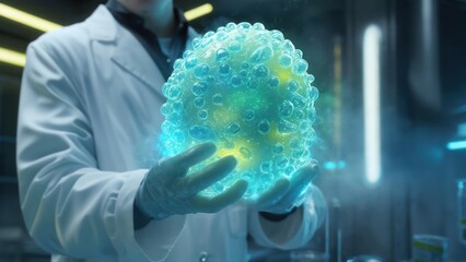 Scientist holding a glowing orb