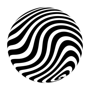 black and white fingerprint vector circle wave symbol