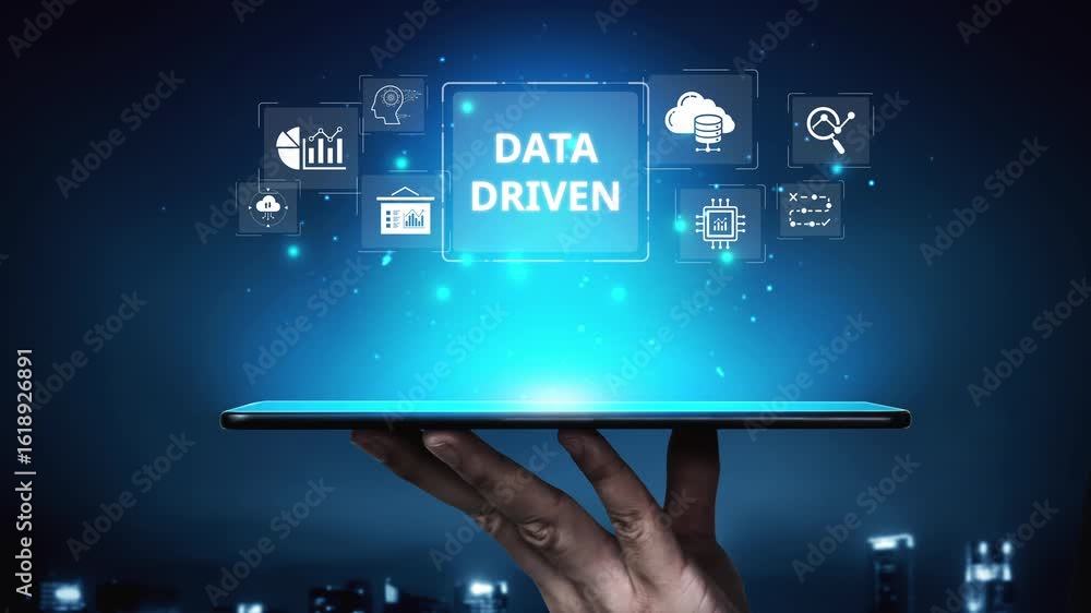 Poster data-driven decision-making empowers business through analytics, datum collection, and ai systems. d