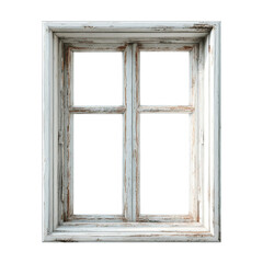 Fototapeta premium Vintage white wooden window frame isolated on a white background