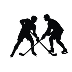 Fototapeta premium Ice Hockey Players in Face-Off – Silhouette Sports Vector