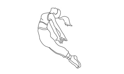 Line Drawing of a Dancer in Mid-Air Leap
