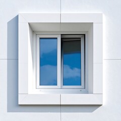Modern white window on a white wall