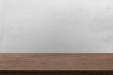 Empty wooden table top and color dark or gray wall background for showing products and advertisers. Template mock up for display of product. product promotion in the wall. for display or montage.