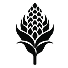Black Silhouette of Sorghum Plant Vector Icon – Isolated Agricultural Crop Design

