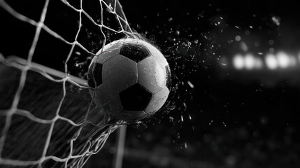 Soccer ball bursting through net