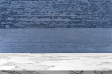 Marble countertop with light concrete wall background, ideal for product display, mockup, minimalist kitchen or bathroom interior, luxury texture design, clean and modern empty surface