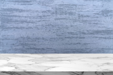 Marble countertop with light concrete wall background, ideal for product display, mockup, minimalist kitchen or bathroom interior, luxury texture design, clean and modern empty surface