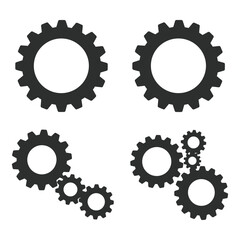 Gear Icon Set Mechanism Cogwheel Engineering Industry Technology and Teamwork