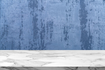 Marble countertop with light concrete wall background, ideal for product display, mockup, minimalist kitchen or bathroom interior, luxury texture design, clean and modern empty surface