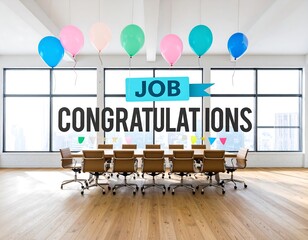 Job congratulations celebration in a modern office