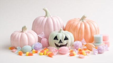 Pastel Pumpkins and Candy Corn Still Life