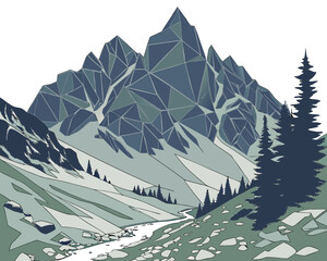 Abstract Polygon Mountain Shapes | Low Poly Mountain Landscape Art