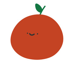 orange with green leaves.  vector illustration of a fruit. vector illustration of a orange. orange. funny fruit. cute charactor fruit. charactor of fruit. 