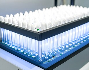 Laboratory test tubes in a rack