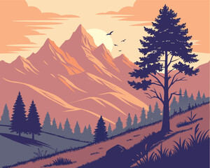 Sunset Behind Mountains | Golden Sunset over Peaks
