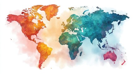 Watercolor world map