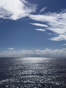 Glittering sea and beautiful clouds.