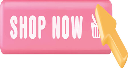 3d Shop Now Icon for Ecommerce with Bright, Eye-Catching Design

