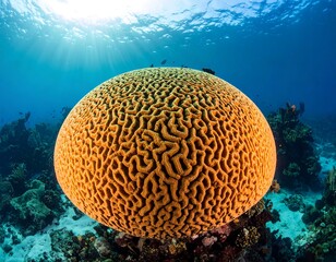 Large brain coral under water