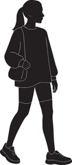 Woman walking with bag and athletic wear vector