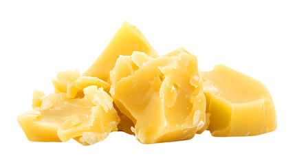 Yellow beeswax chunks isolated on a transparent background