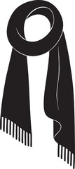 Black looped scarf with fringed ends fabric textile